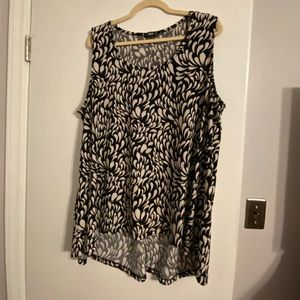 Black & Cream sleeveless hi-lo knit top